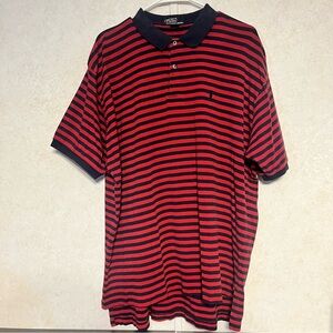 Red and Black Striped Polo Shirt